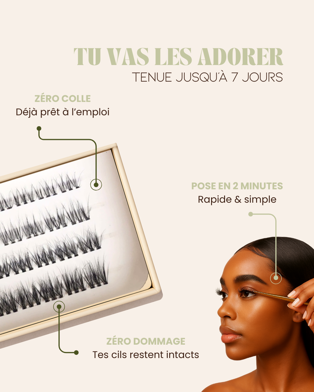 EYORA Bouquets de cils pré-collés effet 3D