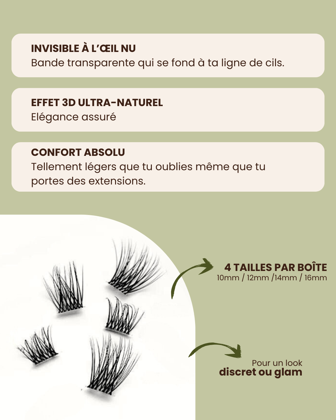 EYORA Bouquets de cils pré-collés effet 3D